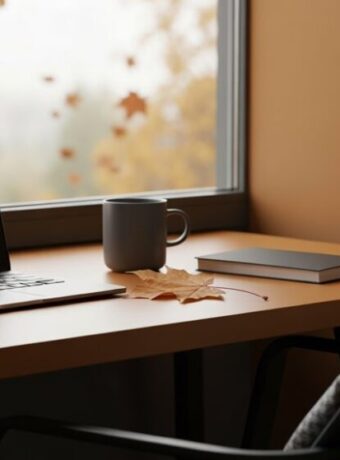 herbstliches minimalistisches Bürodesign