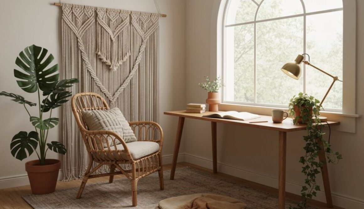 boho-inspirierte Büro-Entspannungselemente