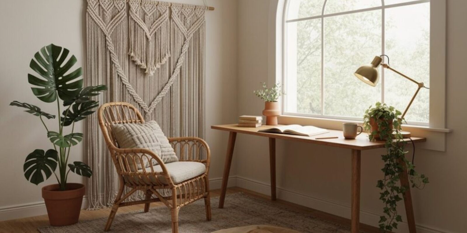 boho-inspirierte Büro-Entspannungselemente