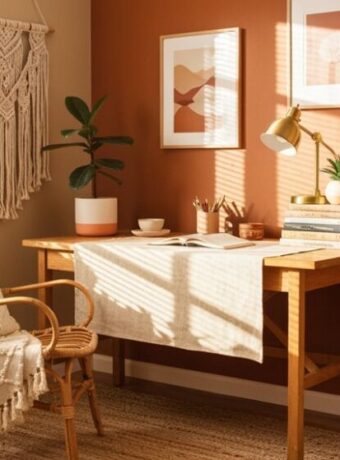 Boho-Büro mit Textilien