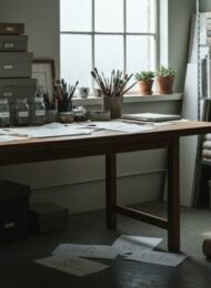 kreativer arbeitsbereich für Ideenfindung