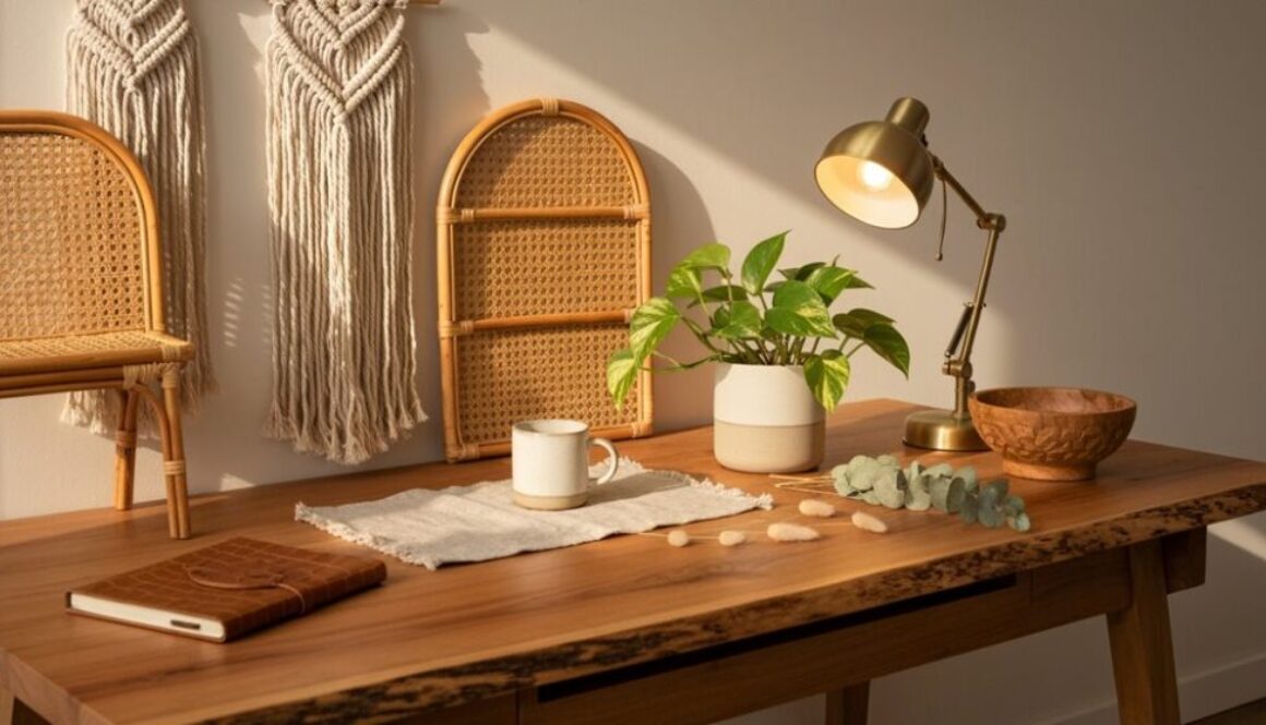 natürliche Materialien Boho-Schreibtische