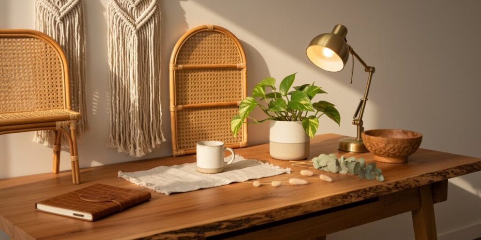 natürliche Materialien Boho-Schreibtische