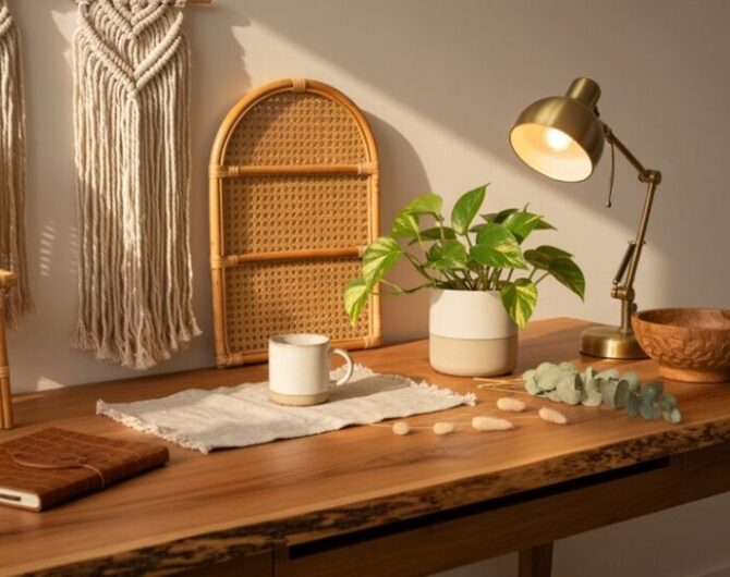 natürliche Materialien Boho-Schreibtische