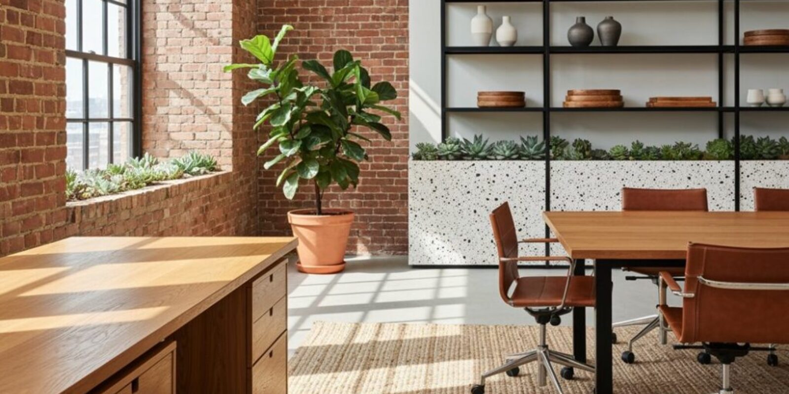 natürliche Materialien im Arbeitsbereich