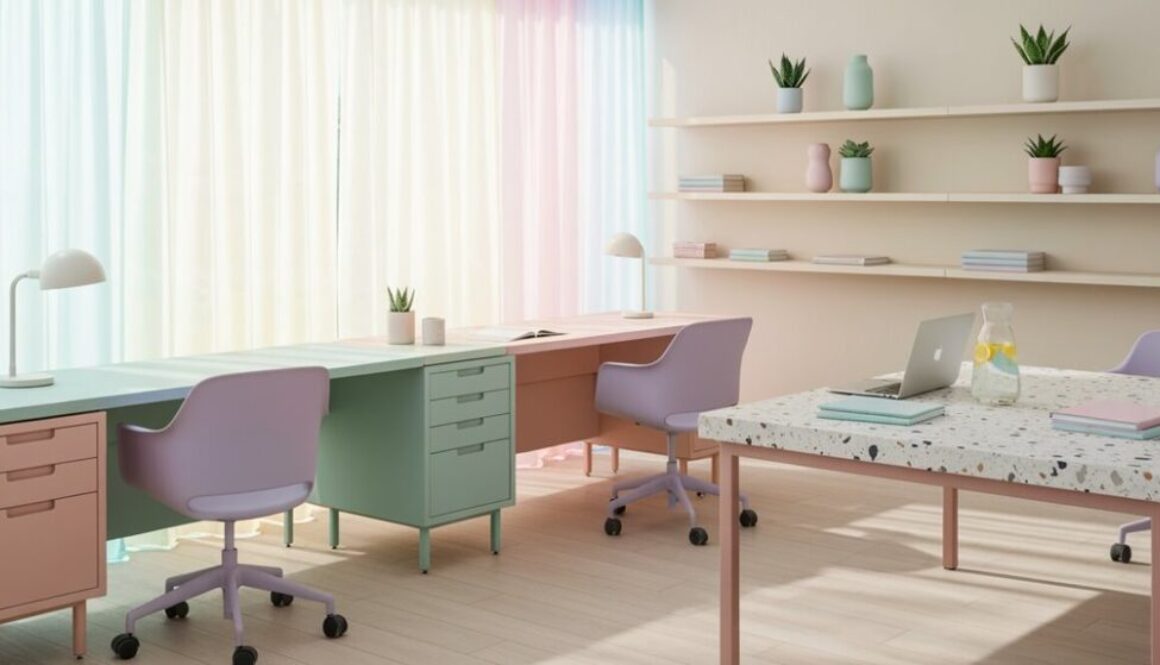 pastellfarbene Arbeitsbereiche liegen jetzt im Trend