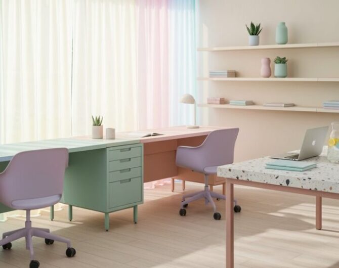pastellfarbene Arbeitsbereiche liegen jetzt im Trend