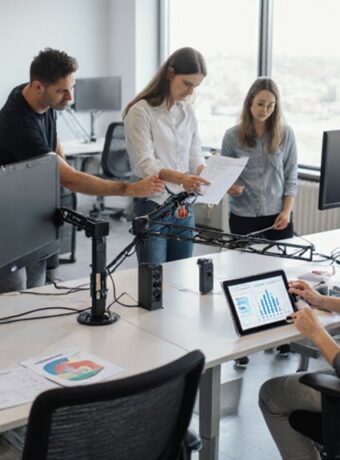 Höhenverstellbare Schreibtische für Teams