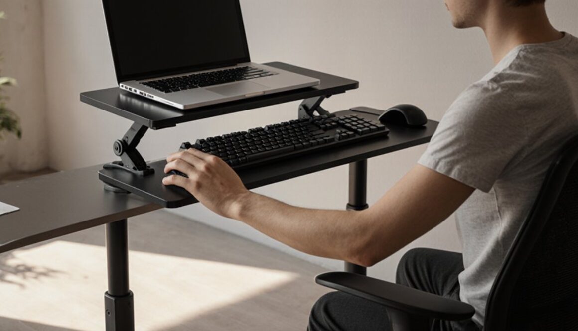 ergonomische Laptop-Arbeitsplatz-Einrichtung