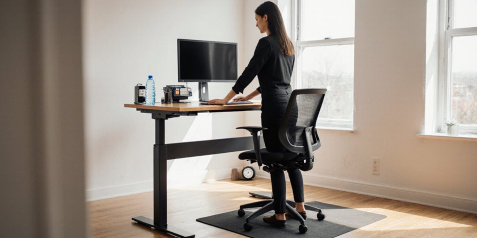 Gleichgewicht zwischen Sitzen und Stehen am Arbeitsplatz