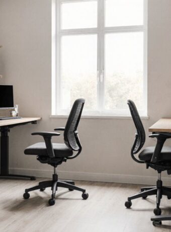 platzsparende Sitz-Steh-Arbeitsstationen